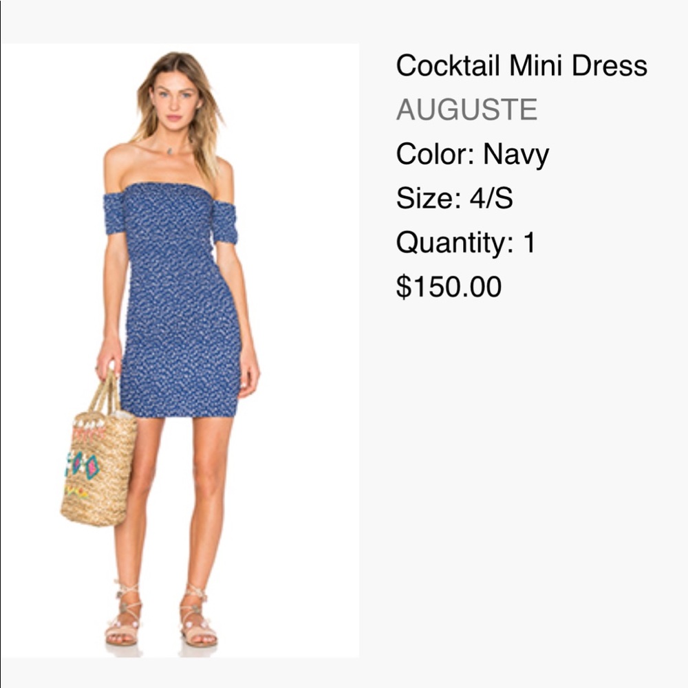 Auguste blue cocktail off the shoulder dress Xs